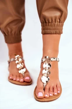 Damskie Boto Sandałki Damskie Eleganckie Złote Blaszki Snake Casandra