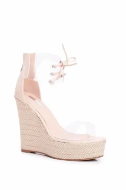 New Boto Sandałki Damskie Na Koturnie Beżowe Beautiful Way