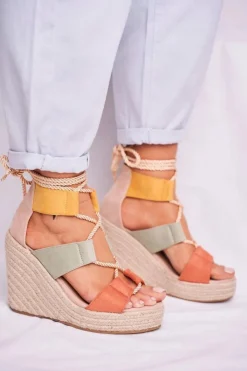 Boto Sandały Na Koturnie*Sandałki Damskie Na Koturnie espadrylu kolorowe Beautiful One