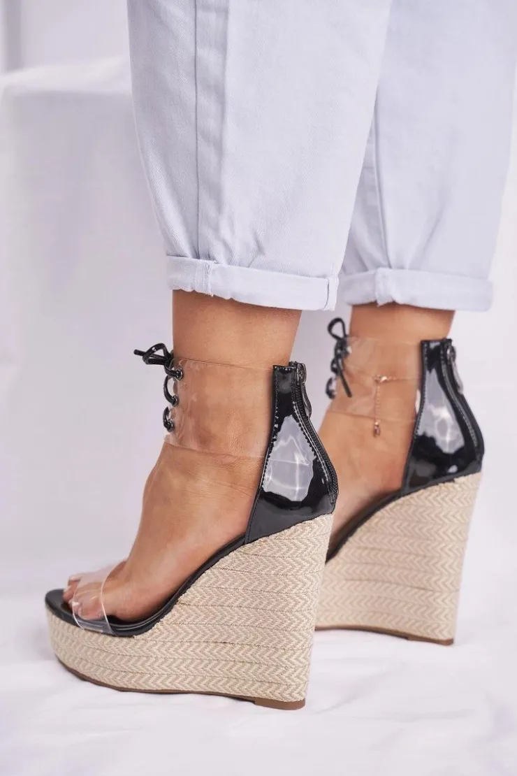 Boto Sandały Na Koturnie*Sandałki Damskie Na Koturnie Czarne Beautiful Way