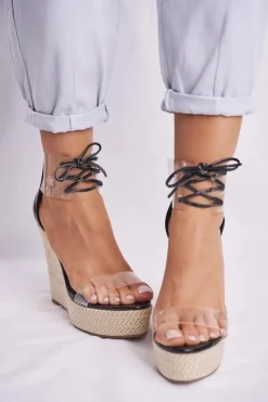 Boto Sandały Na Koturnie*Sandałki Damskie Na Koturnie Czarne Beautiful Way