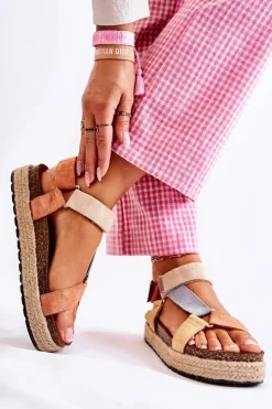 New Boto Sandałki Damskie Na Lato Beżowo-Żółte Galia