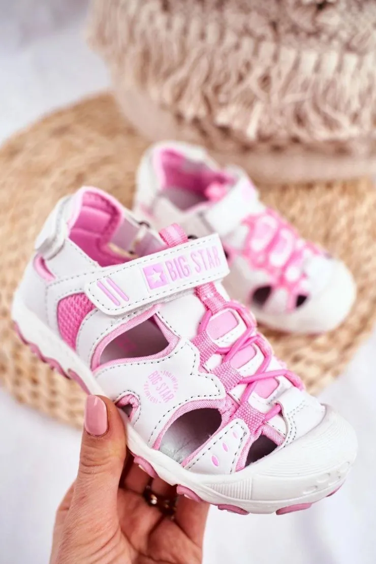 New Big Star Shoes Sandałki Dziecięce Big Star Na Rzepy Białe FF374207