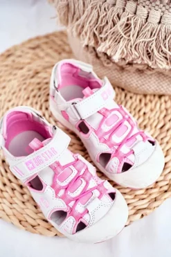 New Big Star Shoes Sandałki Dziecięce Big Star Na Rzepy Białe FF374207