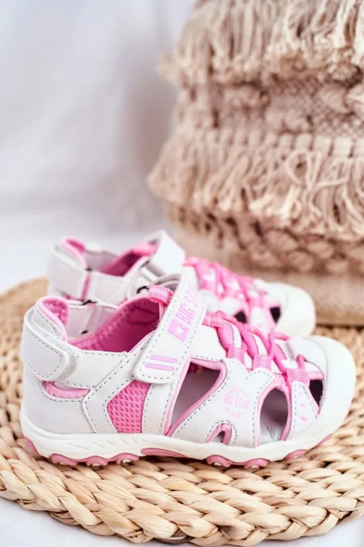 New Big Star Shoes Sandałki Dziecięce Big Star Na Rzepy Białe FF374207