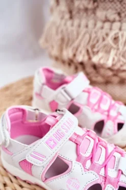 New Big Star Shoes Sandałki Dziecięce Big Star Na Rzepy Białe FF374207