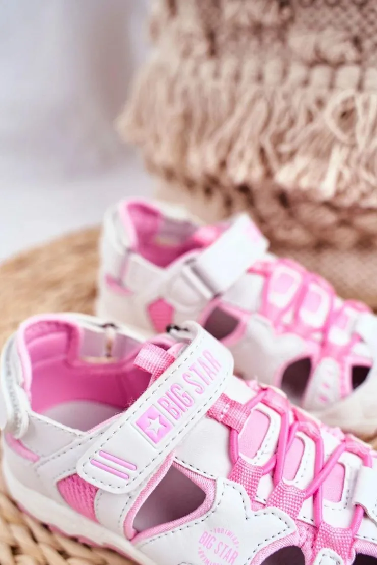 New Big Star Shoes Sandałki Dziecięce Big Star Na Rzepy Białe FF374207