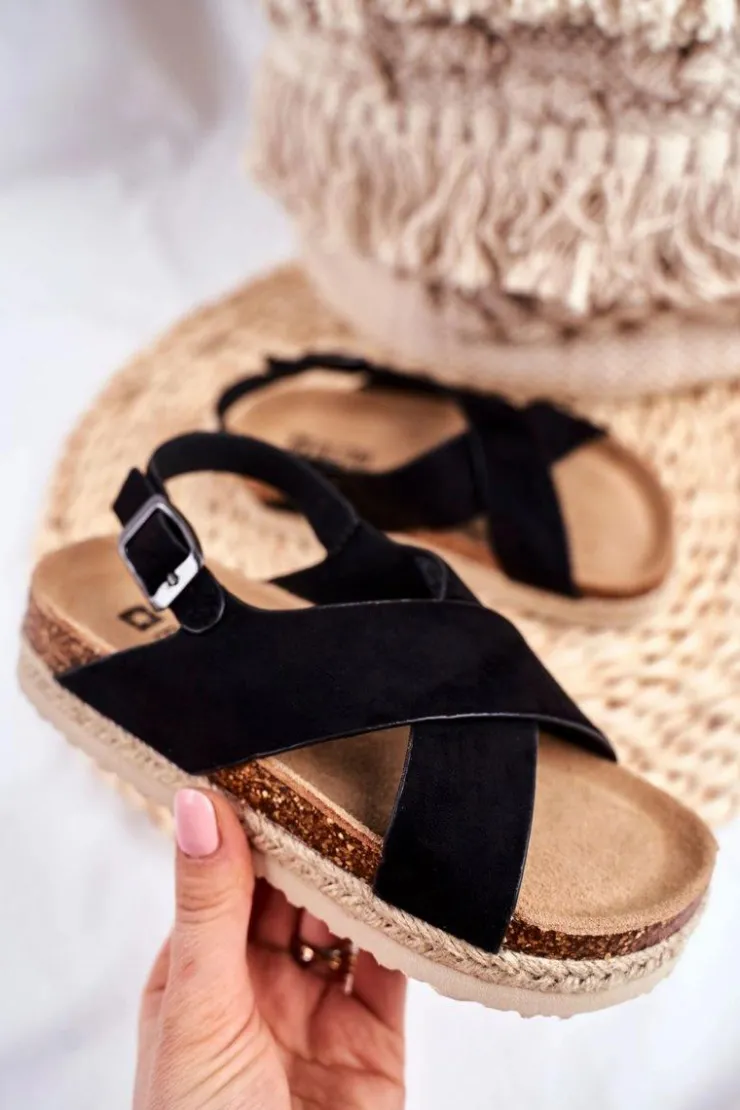 Damskie Big Star Shoes Sandałki Dziecięce Big Star Czarne FF374168