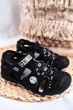Damskie Big Star Shoes Sandałki Dziecięce Big Star Na Rzepy Czarne FF374210