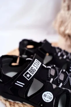 Damskie Big Star Shoes Sandałki Dziecięce Big Star Na Rzepy Czarne FF374210