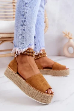 Boto Sandały Na Koturnie|Czarne Espadryle*Sandałki Espadryle Na Platformie Camel Jeannie