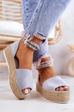 Discount Boto Sandałki Espadryle Na Platformie Niebieskie Jeannie