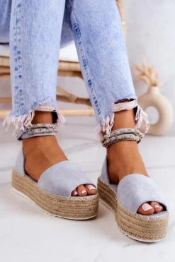 Discount Boto Sandałki Espadryle Na Platformie Niebieskie Jeannie