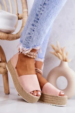 Boto Sandałki Espadryle Na Platformie Różowe Jeannie