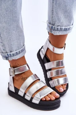 Online Boto Sandałki Na Masywnej Platformie Srebrne Lisbona