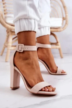 Discount Boto Sandałki Na Obcasie Beżowe Georgina