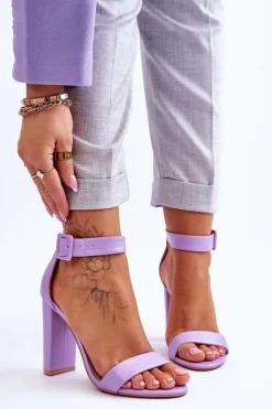 Damskie Boto Sandałki Na Obcasie Fioletowe Georgina