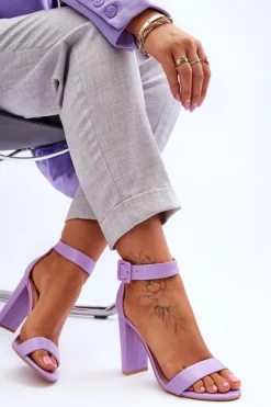 Damskie Boto Sandałki Na Obcasie Fioletowe Georgina