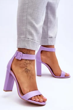 Damskie Boto Sandałki Na Obcasie Fioletowe Georgina