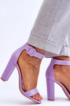 Damskie Boto Sandałki Na Obcasie Fioletowe Georgina
