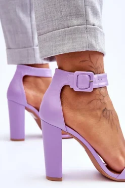 Damskie Boto Sandałki Na Obcasie Fioletowe Georgina