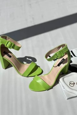 Damskie Boto Sandałki Na Obcasie Neonowa Zieleń Georgina