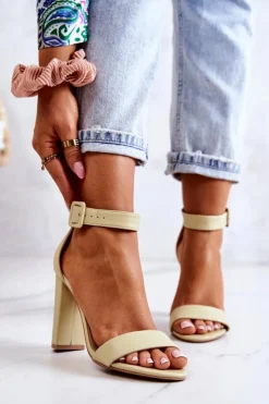 Damskie Boto Sandałki Na Obcasie Pastelowy Zielony Georgina