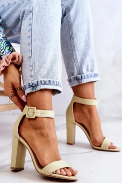 Damskie Boto Sandałki Na Obcasie Pastelowy Zielony Georgina