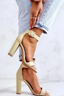 Damskie Boto Sandałki Na Obcasie Pastelowy Zielony Georgina