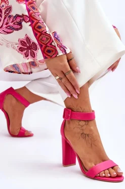 Damskie Boto Sandałki Na Obcasie Różowe Georgina