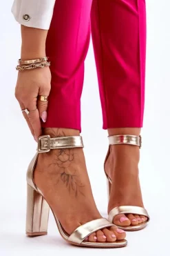 Boto Sandały Na Obcasie*Sandałki Na Obcasie Złote Georgina