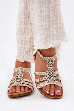 Clearance Artiker Sandały Damski Płaskie Z Plecionymi Paskami 56C1323 Biale