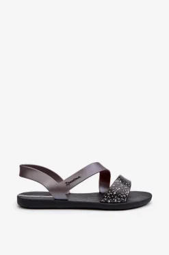 Damskie Ipanema Sandały Damskie 82429 Vibe Sandal Fem Czarno-Srebrne