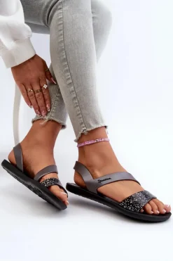 Damskie Ipanema Sandały Damskie 82429 Vibe Sandal Fem Czarno-Srebrne