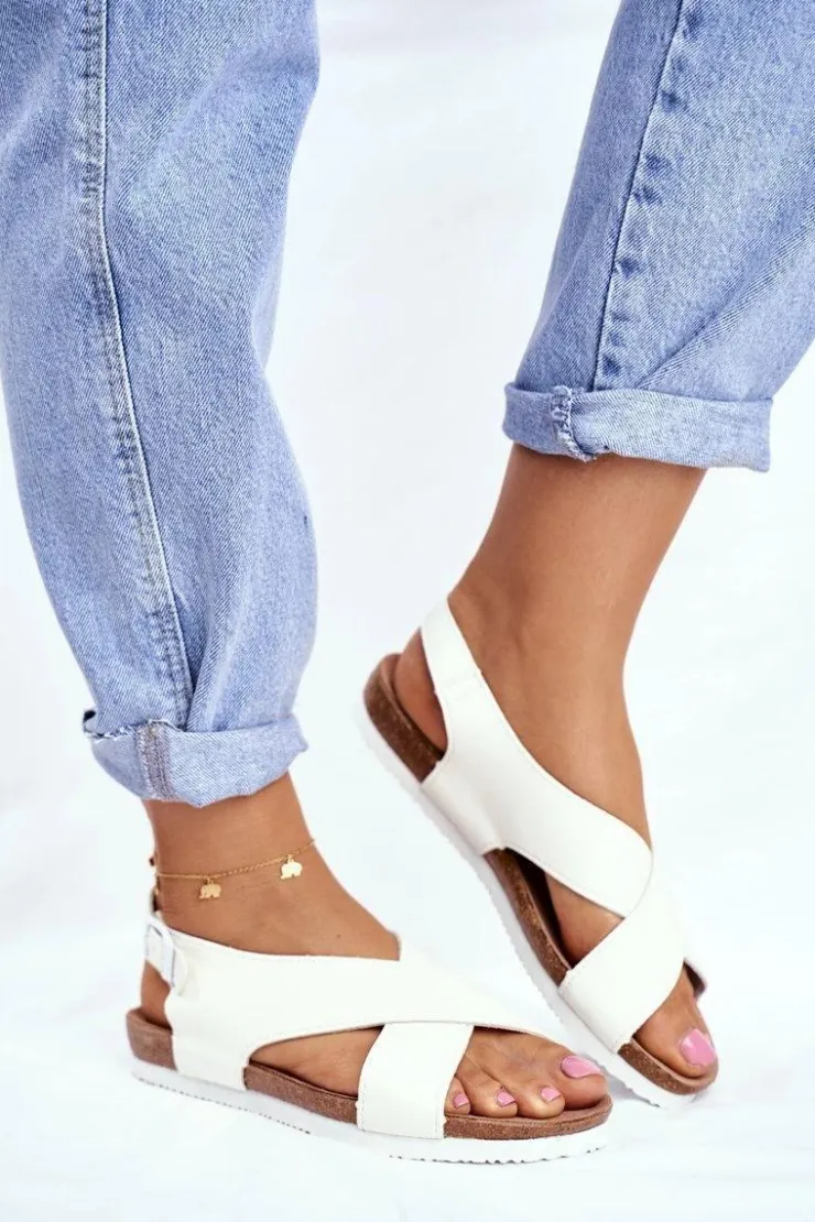 Big Star Shoes Sandały Big Star|Sandały Płaskie*Sandały Damskie Big Star Białe FF274623