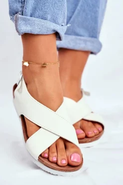 Big Star Shoes Sandały Big Star|Sandały Płaskie*Sandały Damskie Big Star Białe FF274623