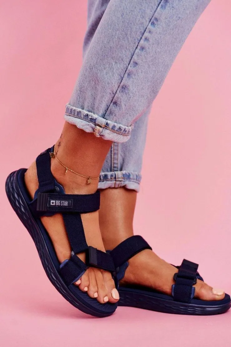 Online Big Star Shoes Sandały Damskie Big Star FF274A601 Granatowe