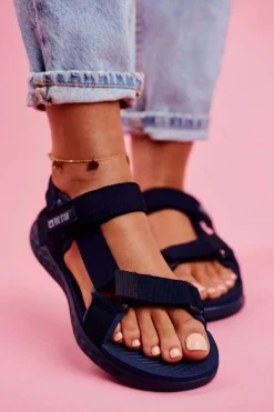 Online Big Star Shoes Sandały Damskie Big Star FF274A601 Granatowe