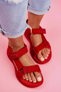 Big Star Shoes Sandały Big Star|Sandały Płaskie*Sandały Damskie Big Star FF274A602 Czerwone