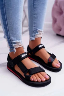 Best Big Star Shoes Sandały Damskie Big Star Na Rzepy Czarne DD274A282