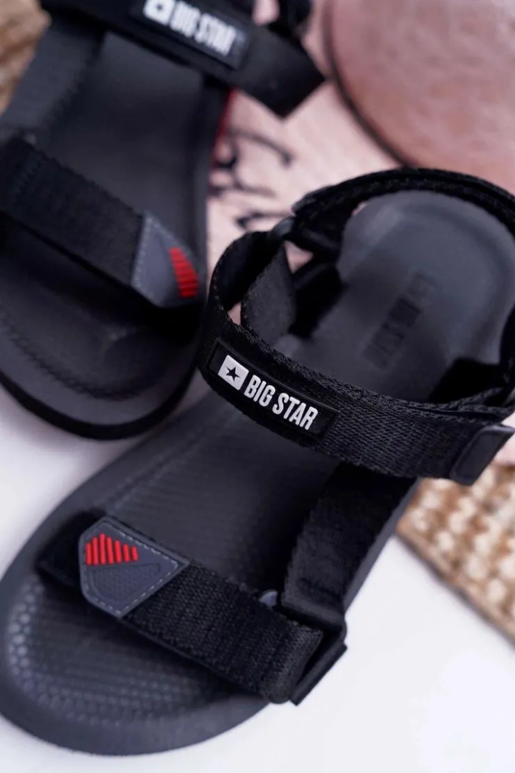 Best Big Star Shoes Sandały Damskie Big Star Na Rzepy Czarne DD274A282