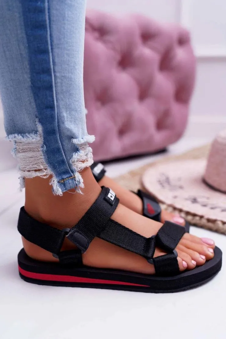 Best Big Star Shoes Sandały Damskie Big Star Na Rzepy Czarne DD274A282