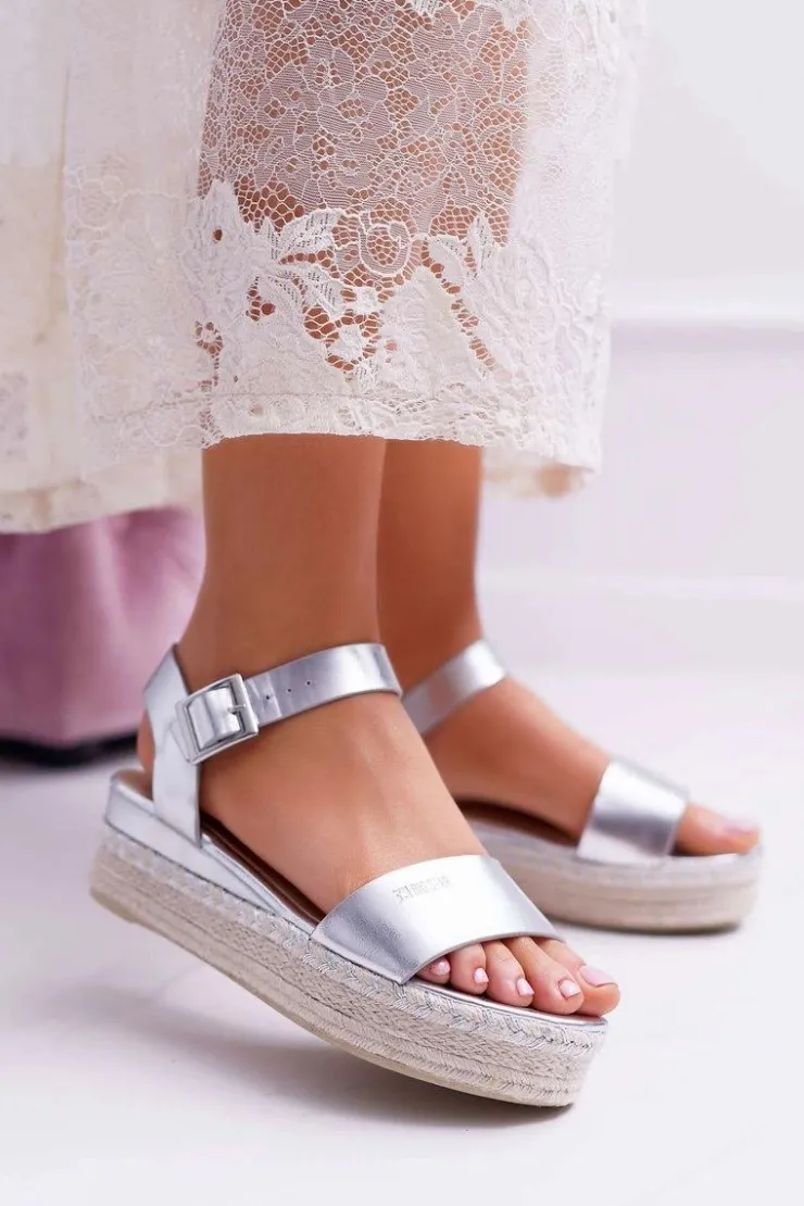 Big Star Shoes Sandały Damskie Big Star Na Platformie Srebrne DD274740