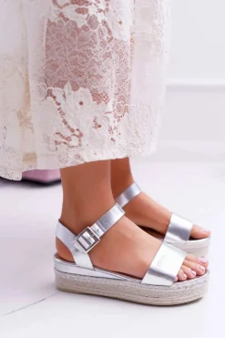 Big Star Shoes Sandały Damskie Big Star Na Platformie Srebrne DD274740