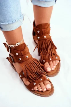 Boto Sandały Płaskie*Sandały Damskie Boho Camel Balms