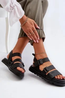 Damskie Big Star Shoes Sandały Damskie Eko Skórzane Big Star NN274065 Czarne