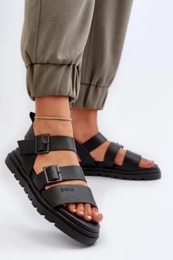 Damskie Big Star Shoes Sandały Damskie Eko Skórzane Big Star NN274065 Czarne