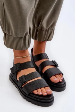 Damskie Big Star Shoes Sandały Damskie Eko Skórzane Big Star NN274065 Czarne