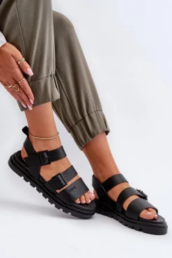 Damskie Big Star Shoes Sandały Damskie Eko Skórzane Big Star NN274065 Czarne