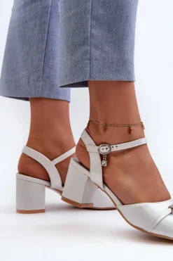 Online Buty damskie Vinceza Sandały Damskie Eko Skórzane Na Słupku Z Ozdobami Srebrne Narhi Srebrny